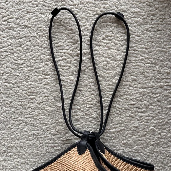 KHAITE Mini Lotus Woven Raffia Leather Top Handle Bag Purse - Picture 8 of 8